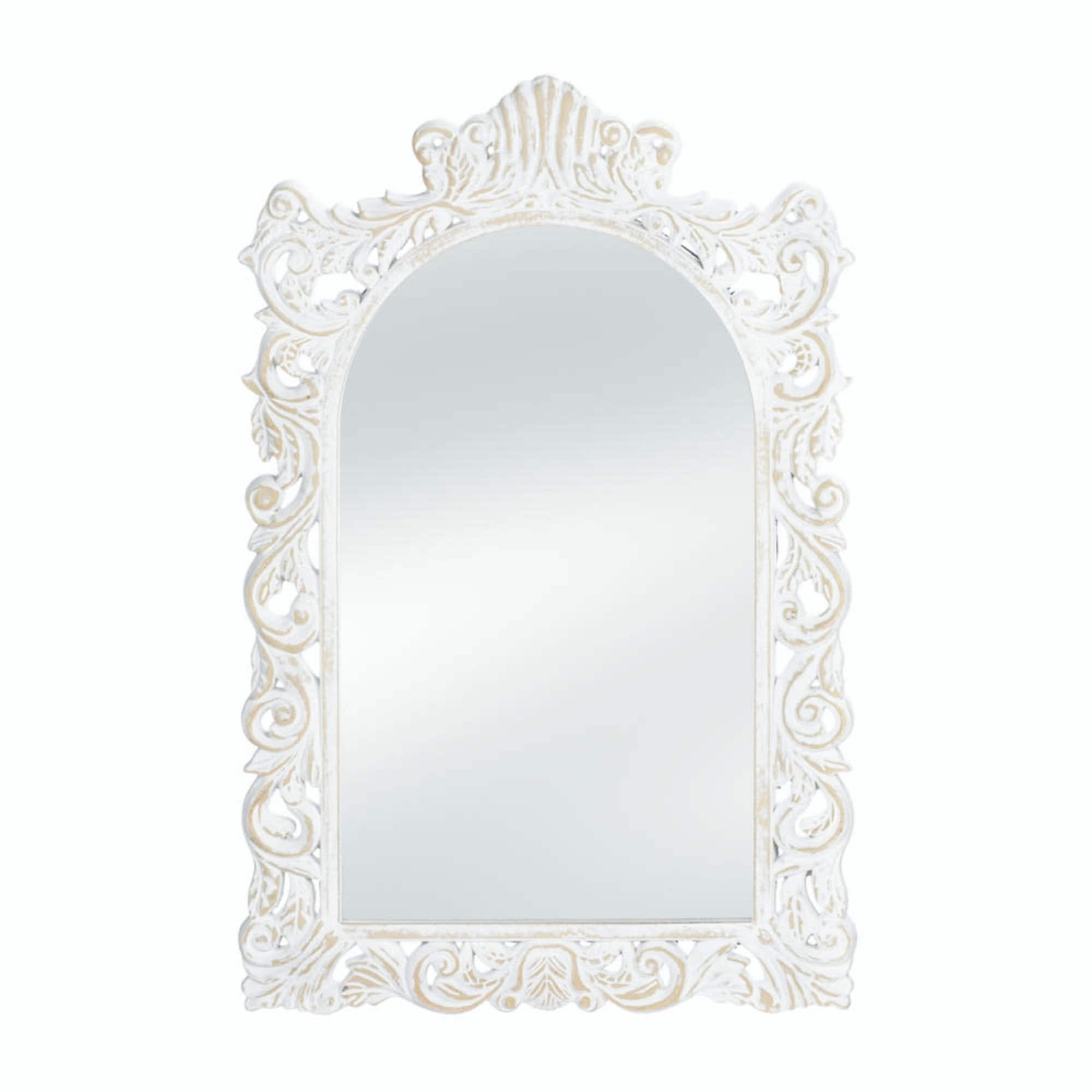 23" Grand Distressed White Wall Mirror